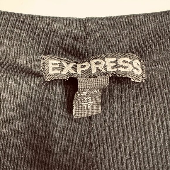 3/$25 Express Faux Wrap Dress XS Abstract Print Jersey Knit Zipper Sheath Mini - Picture 3 of 8